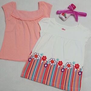 NEW 2T Girls set of 2 Sleeveless Tops Oshkosh Circo Toddler Pink Cotton Eyelet